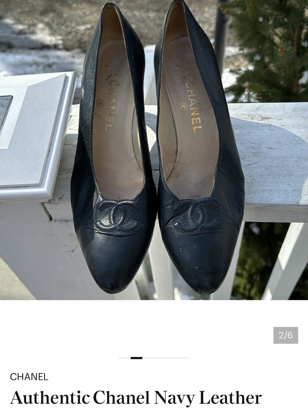 CHANEL Black Leather CC Logo Pointed Toe Pumps for $100